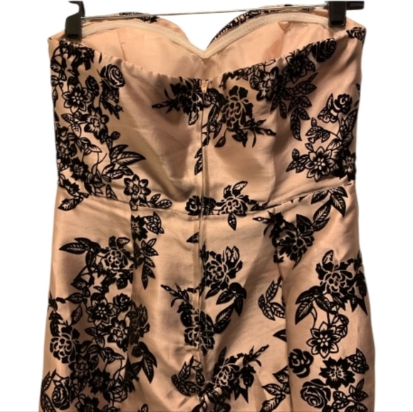 Tiffany Designs Satin Blush Floral Strapless Mermaid Formal Gown Sequins Size 8 - Picture 9 of 15